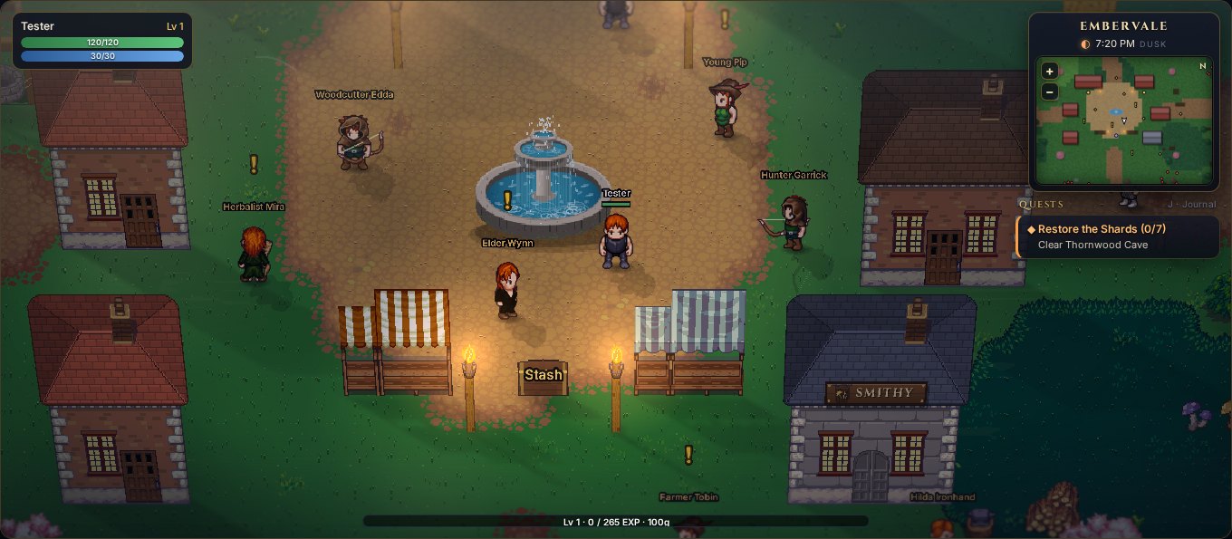 SORROW Online — Embervale village square in the open world